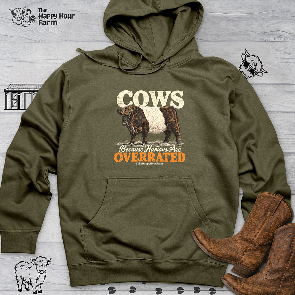 Cows Because Humans Are Overrated Hooded Sweatshirt