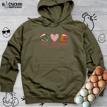 Peace Love Chickmas Hooded Sweatshirt