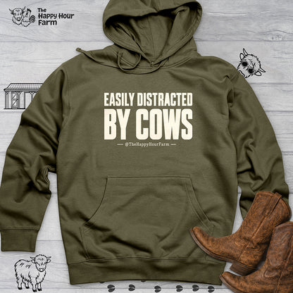 Easily Distracted by Cows Hooded Sweatshirt