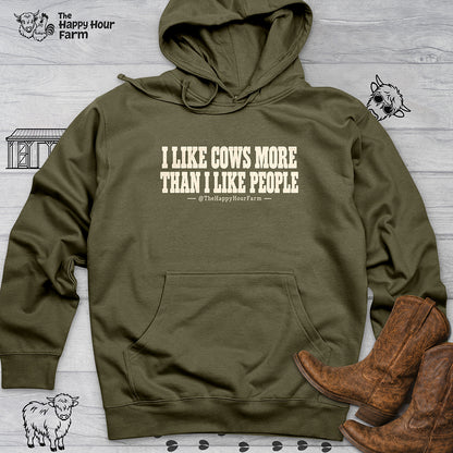 I Like Cows More Than People Hooded Sweatshirt
