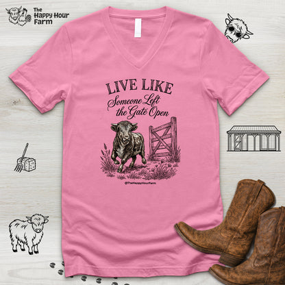 Live Like Someone Left the Gate Open V-Neck Tee
