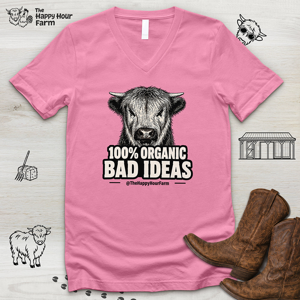 100% Organic Bad Ideas V-Neck Tee