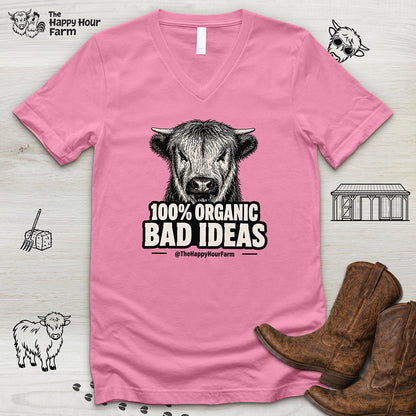 100% Organic Bad Ideas V-Neck Tee
