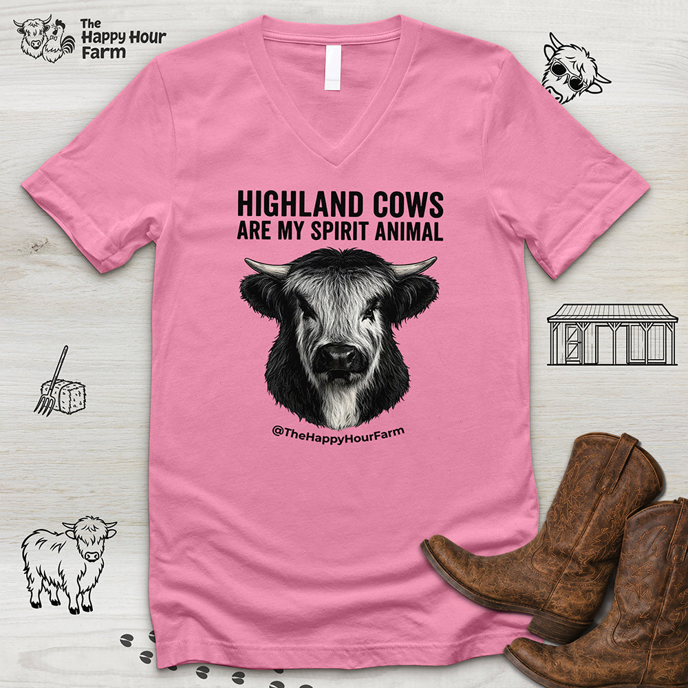 Highland Cows Are My Spirit Animal V-Neck Tee