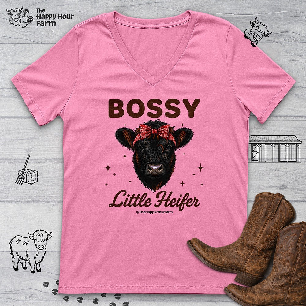 Bossy Little Heifer V-Neck Tee