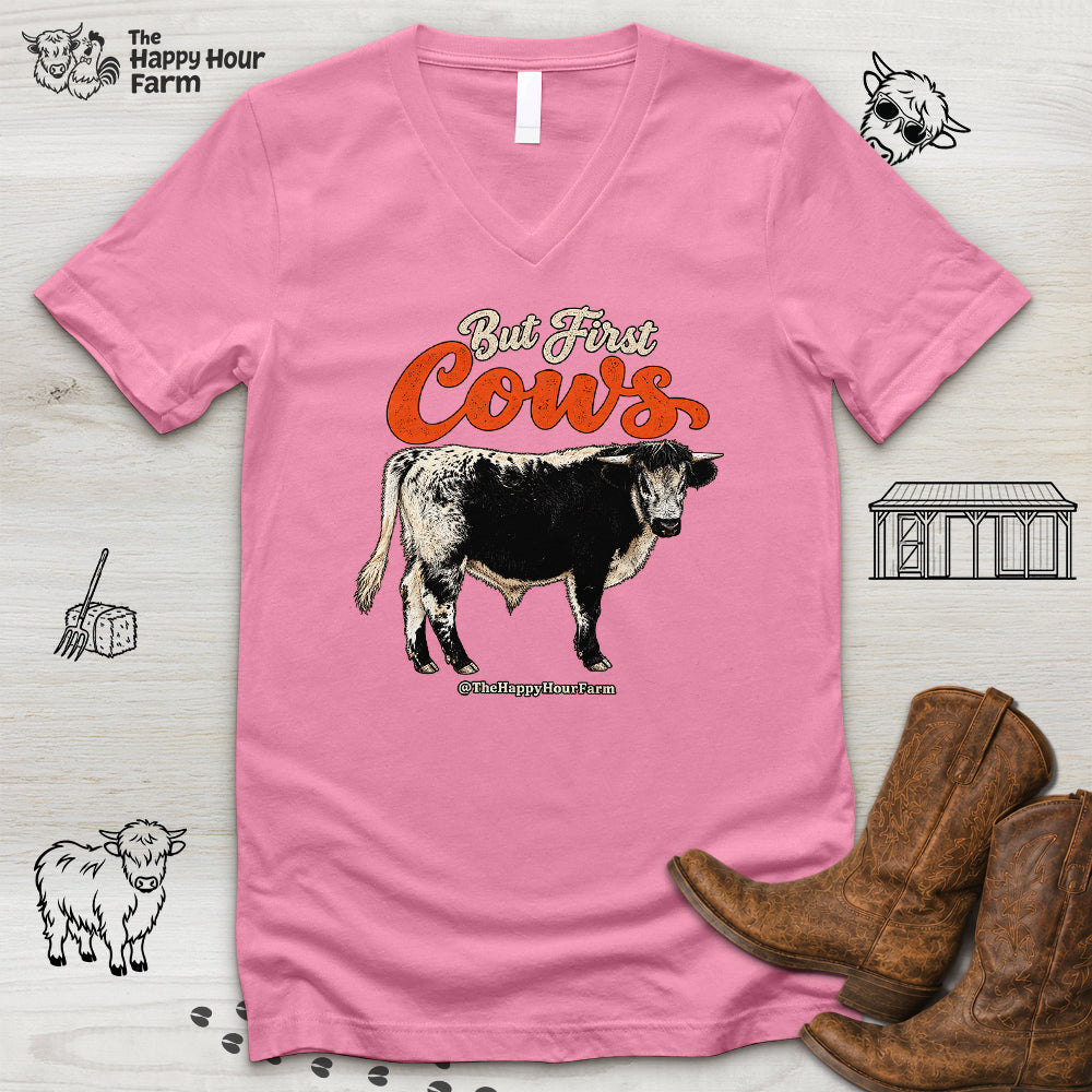 But First Cows V-Neck Tee
