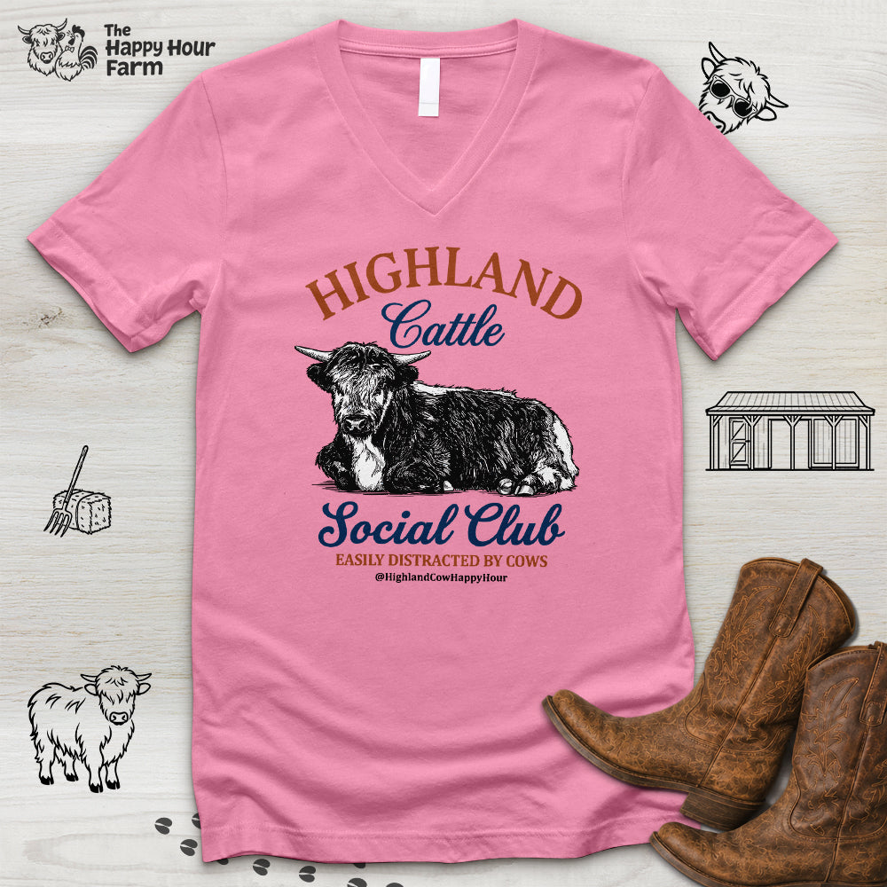 Highland Cattle Social Club V-Neck Tee
