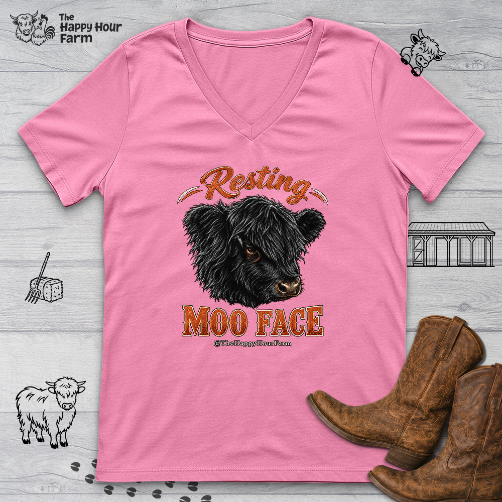 Resting MOO FACE V-Neck Tee