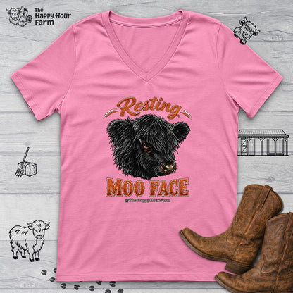 Resting MOO FACE V-Neck Tee