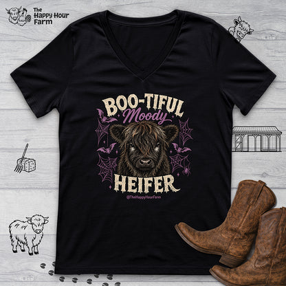Bootiful Moody Heifer V-Neck Tee