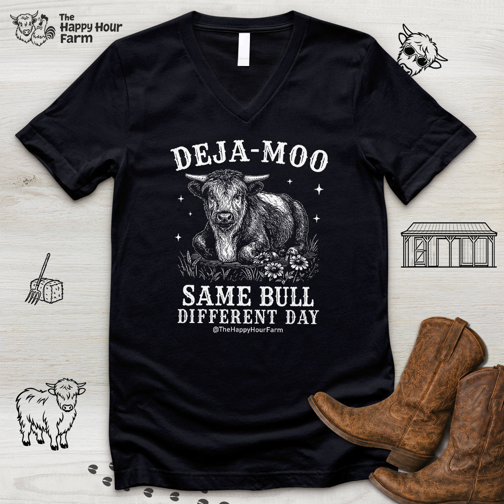 Deja-Moo V-Neck Tee
