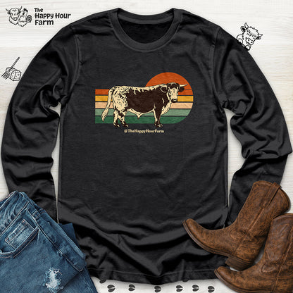 Retro Sunset Cow Long Sleeve