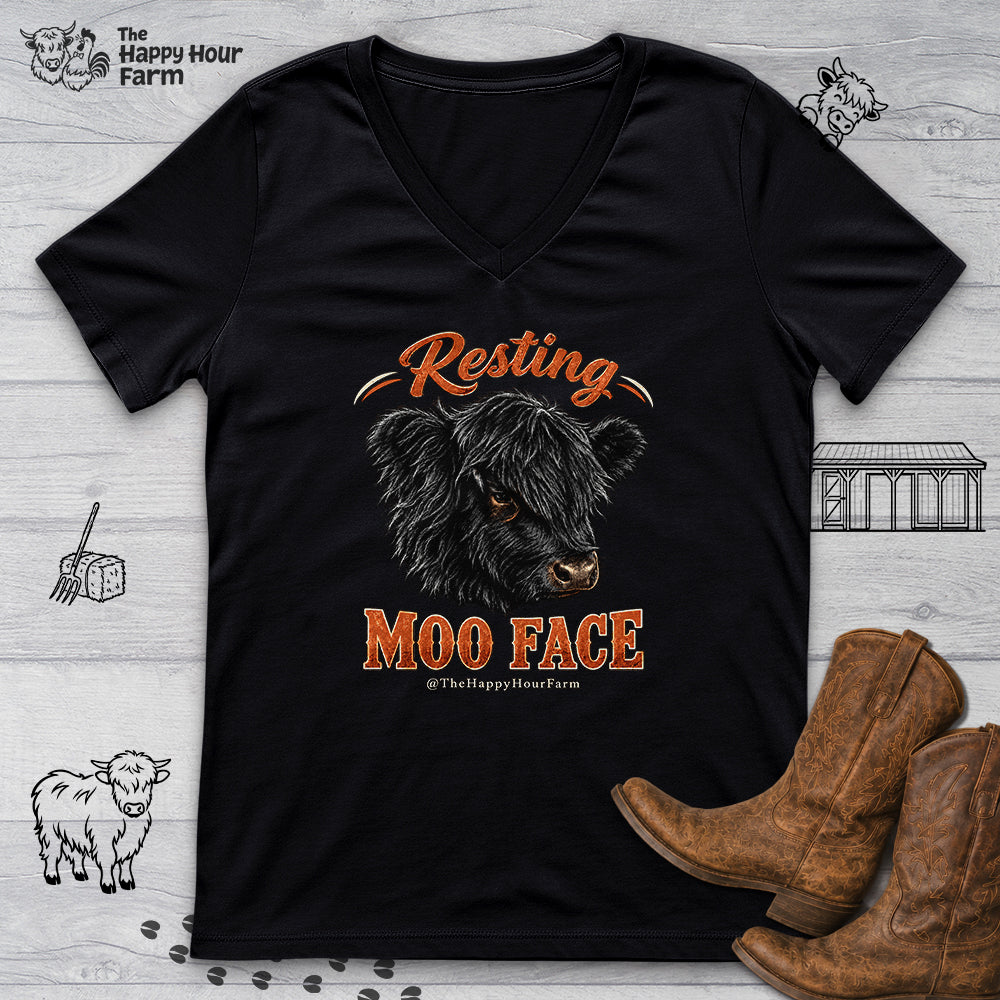 Resting MOO FACE V-Neck Tee