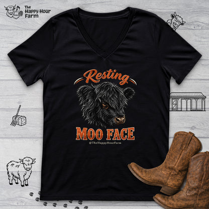 Resting MOO FACE V-Neck Tee