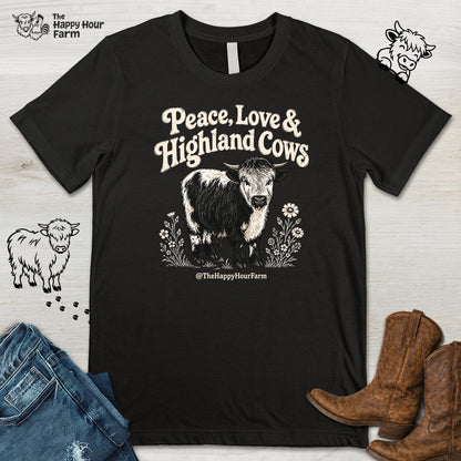 Peace, Love & Highland Cows Unisex Tee