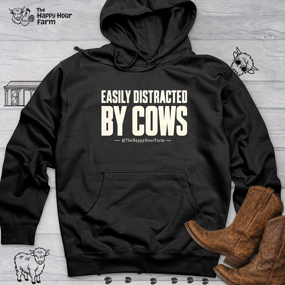 Easily Distracted by Cows Hooded Sweatshirt