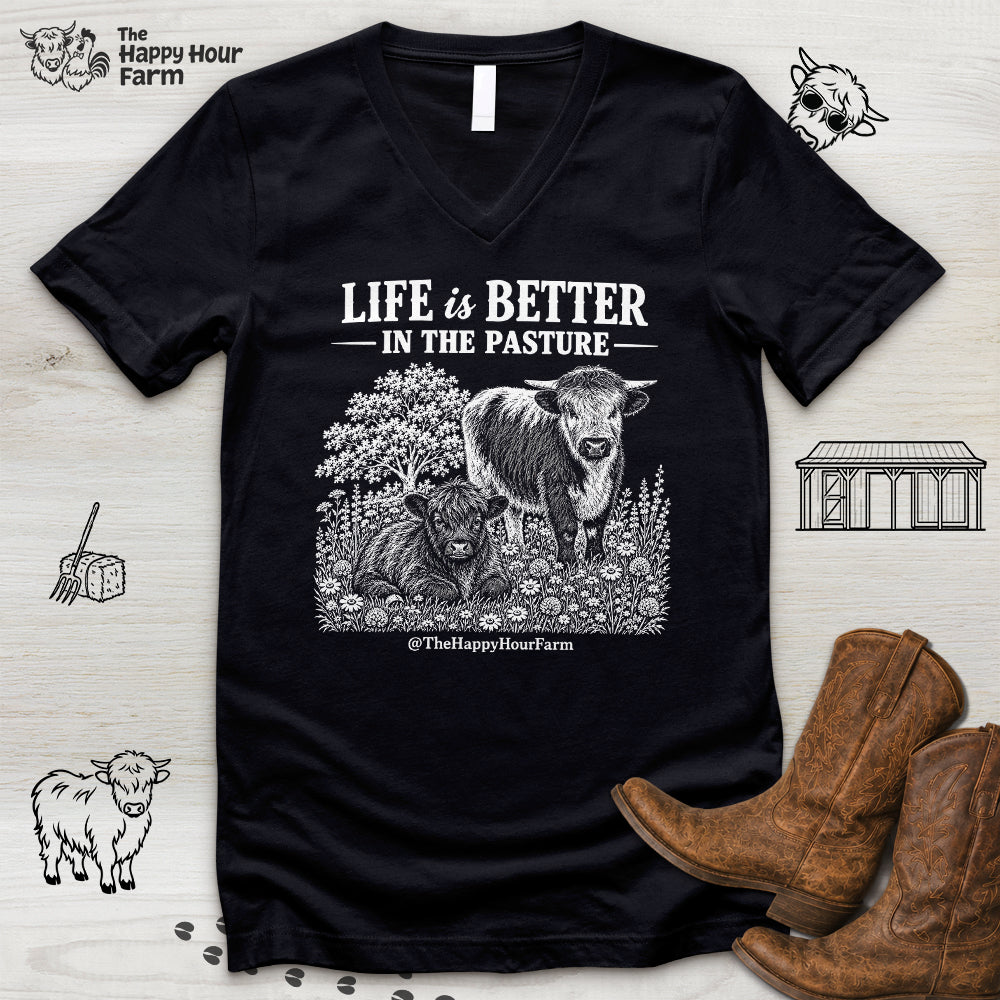 Life Is Better in the Pasture V-Neck Tee