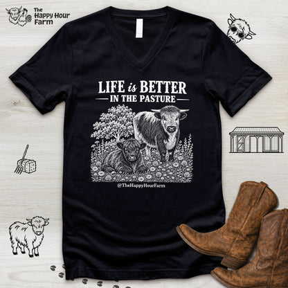 Life Is Better in the Pasture V-Neck Tee