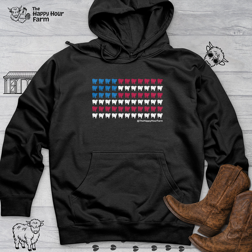 American Flag Cows Hooded Sweatshirt