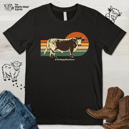 Retro Sunset Cow Unisex Tee