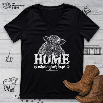 Home Is Where Your Herd Is V-Neck Tee