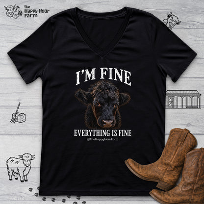 I'm Fine Everything Is Fine V-Neck Tee