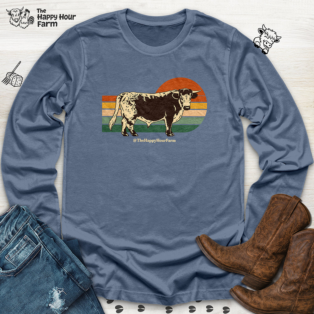 Retro Sunset Cow Long Sleeve