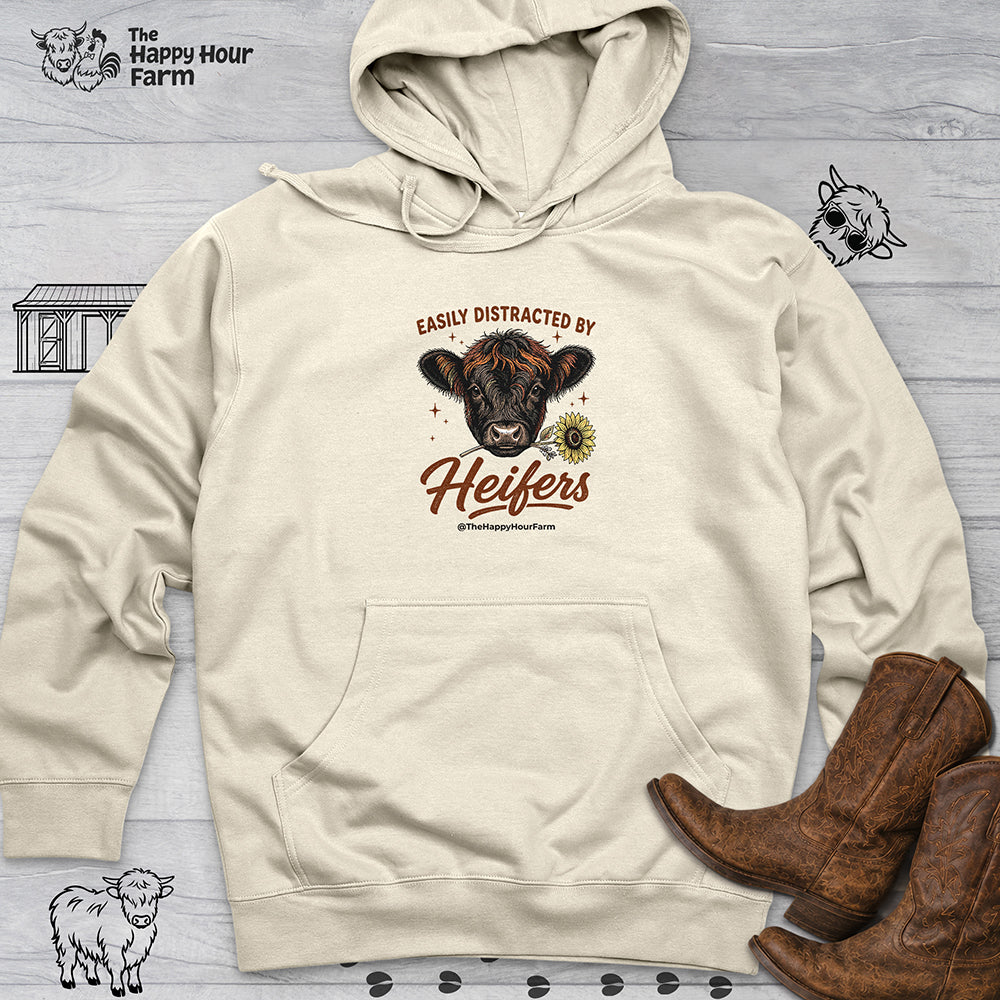 Easily Distracted by Heifer Hooded Sweatshirt