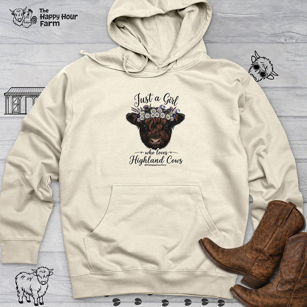 Just a Girl Who Love Highland Cow Hooded Sweatshirt