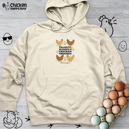 Thankful Blessed and Chicken Obsessed Hooded Sweatshirt