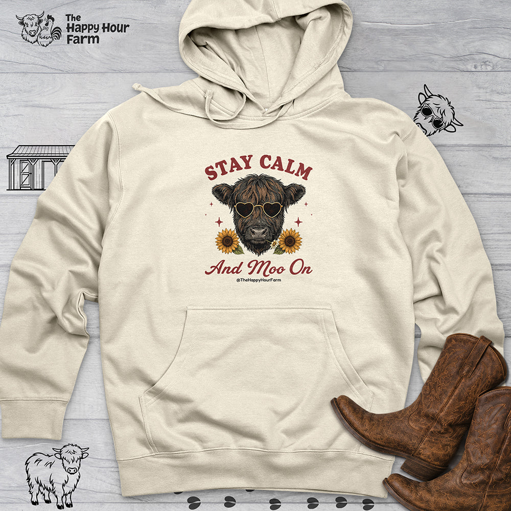 Stay Calm And Moo On Hooded Sweatshirt
