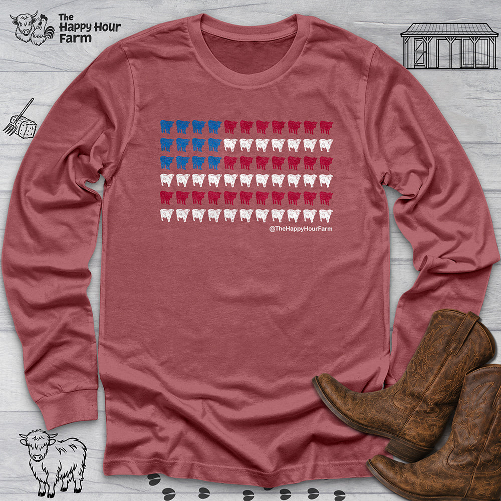 American Flag Cows Long Sleeve