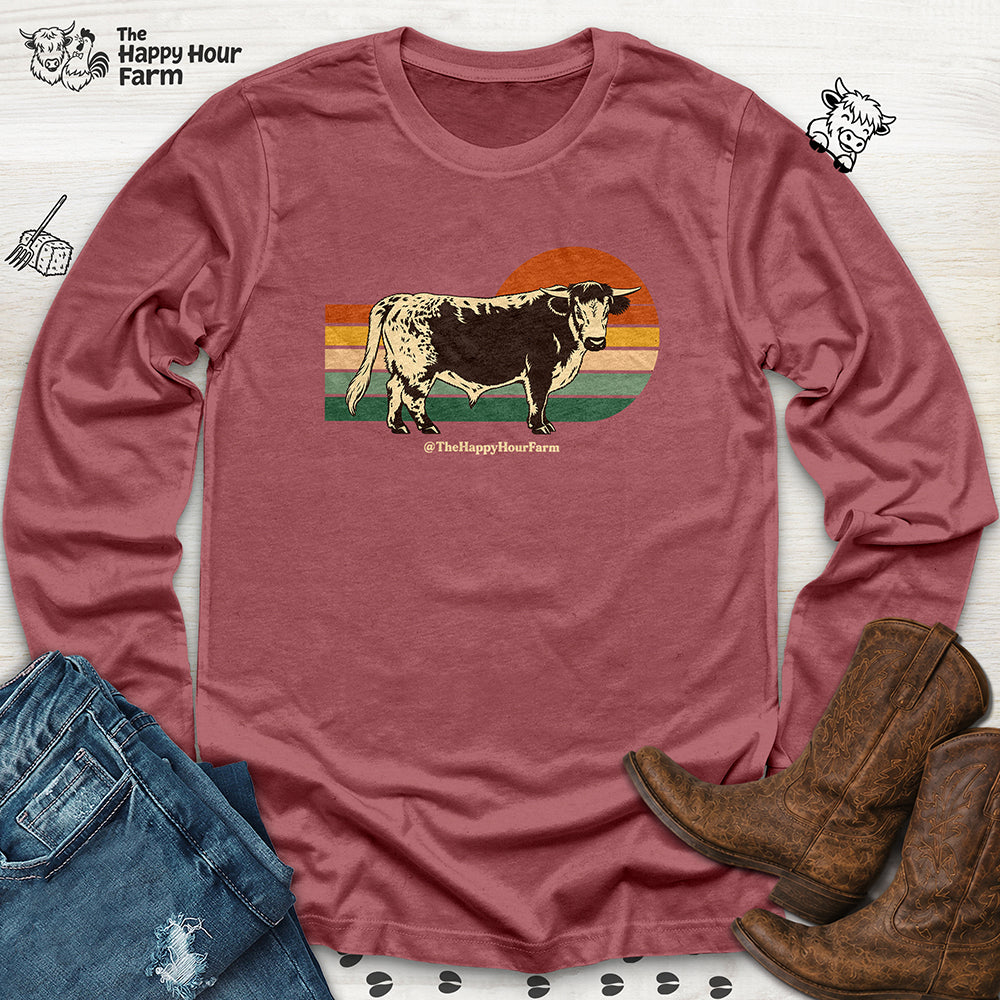 Retro Sunset Cow Long Sleeve