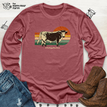 Retro Sunset Cow Long Sleeve