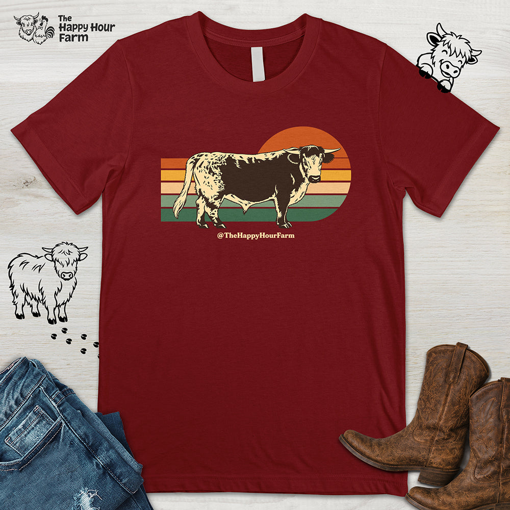 Retro Sunset Cow Unisex Tee