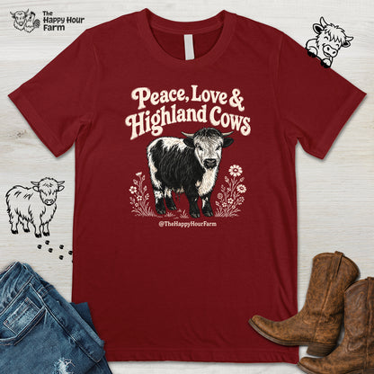 Peace, Love & Highland Cows Unisex Tee