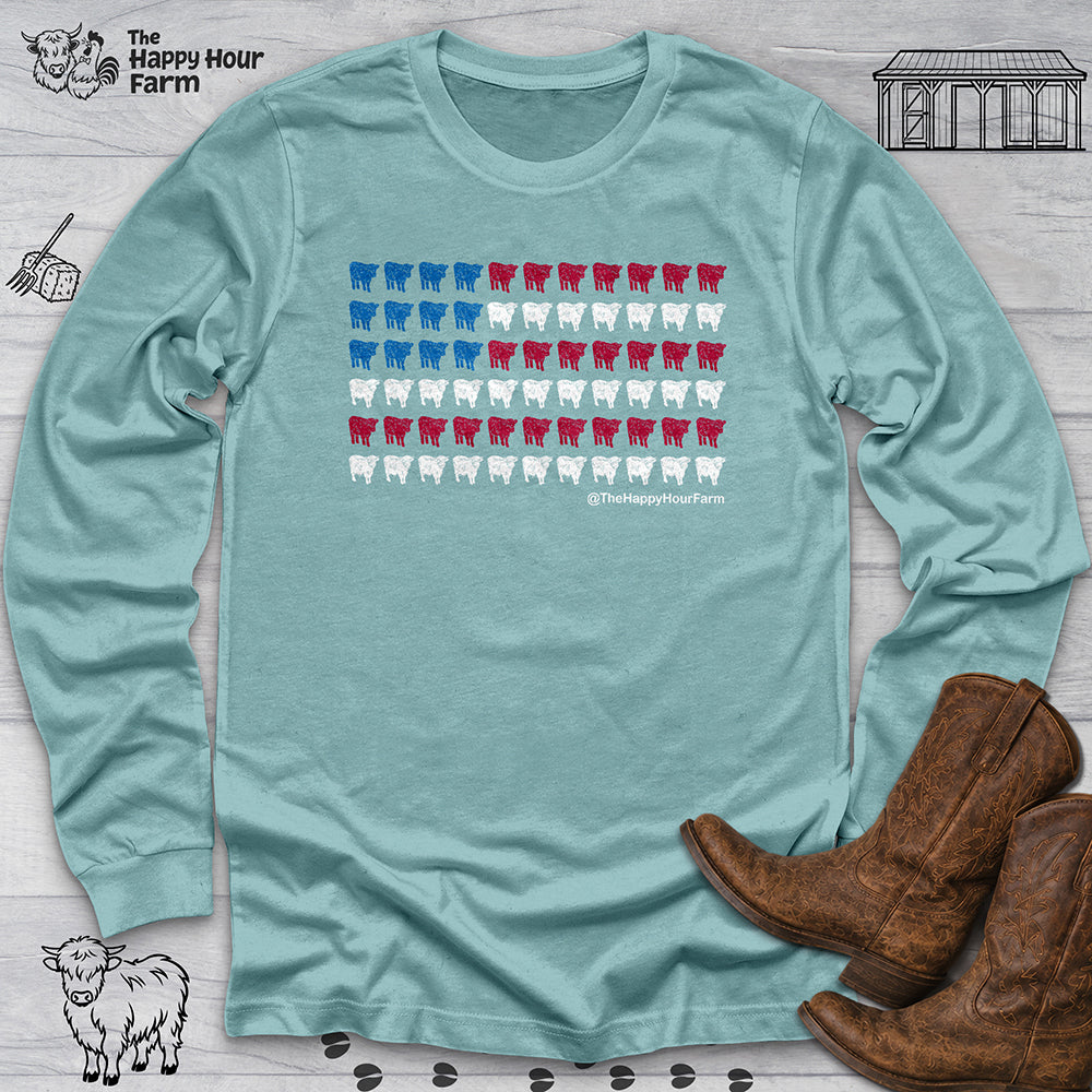 American Flag Cows Long Sleeve