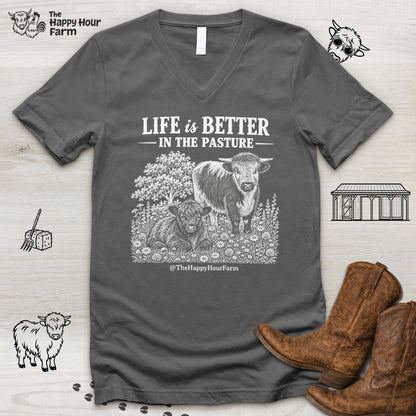 Life Is Better in the Pasture V-Neck Tee