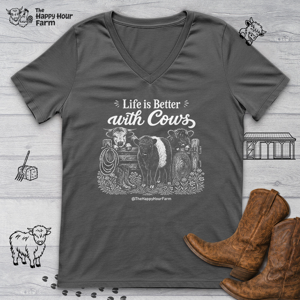 Life is Better with Cows V-Neck Tee