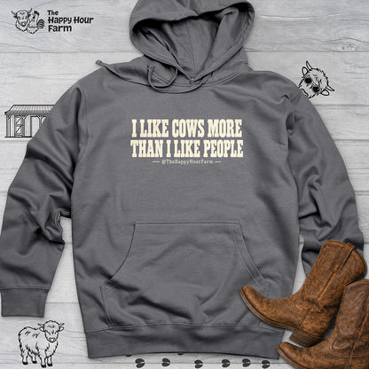 I Like Cows More Than People Hooded Sweatshirt