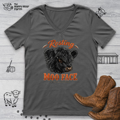 Resting MOO FACE V-Neck Tee