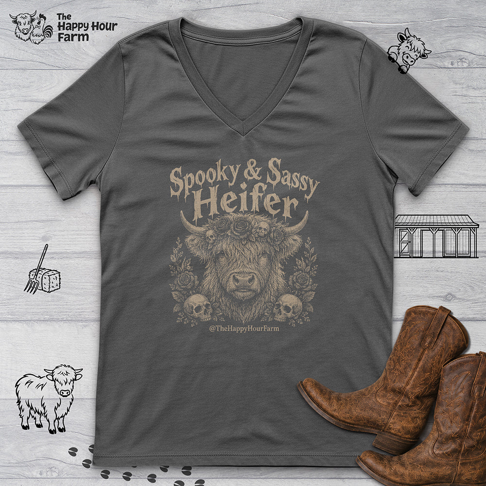 Spooky & Sassy Heifer V-Neck Tee