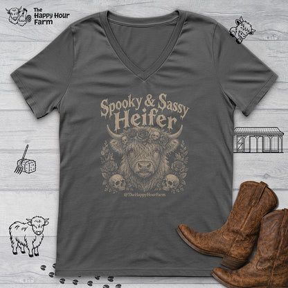 Spooky & Sassy Heifer V-Neck Tee