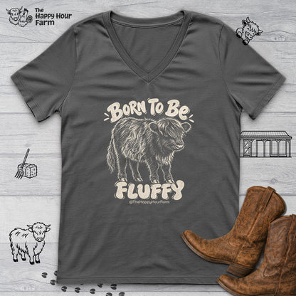 Born To Be Fluffy V-Neck Tee
