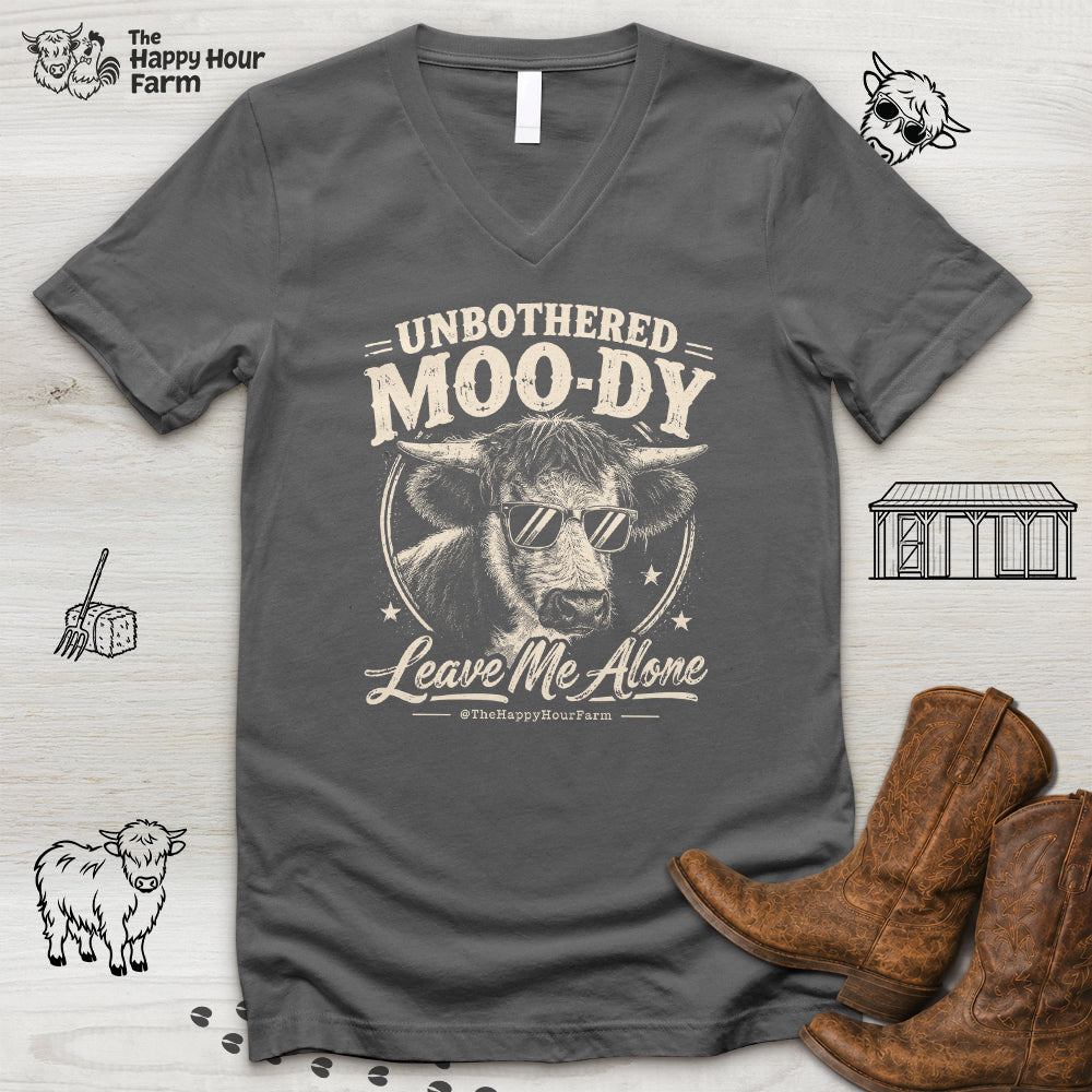 Unbothered Moo-Dy Leave Me Alone V-Neck Tee