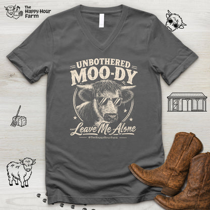Unbothered Moo-Dy Leave Me Alone V-Neck Tee