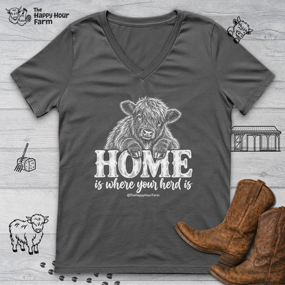 Home Is Where Your Herd Is V-Neck Tee