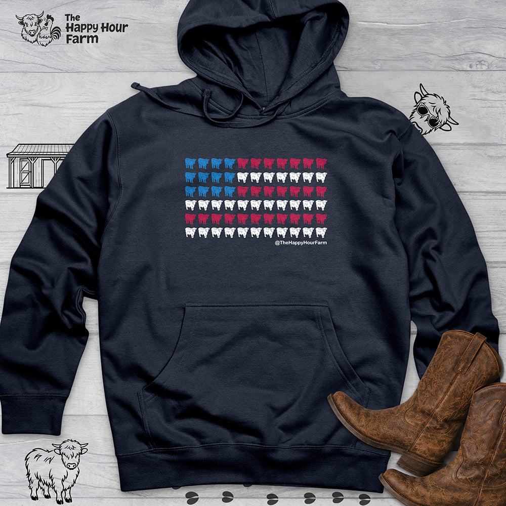 American Flag Cows Hooded Sweatshirt