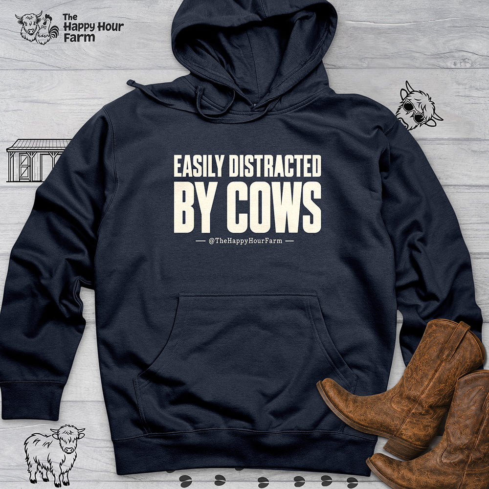 Easily Distracted by Cows Hooded Sweatshirt
