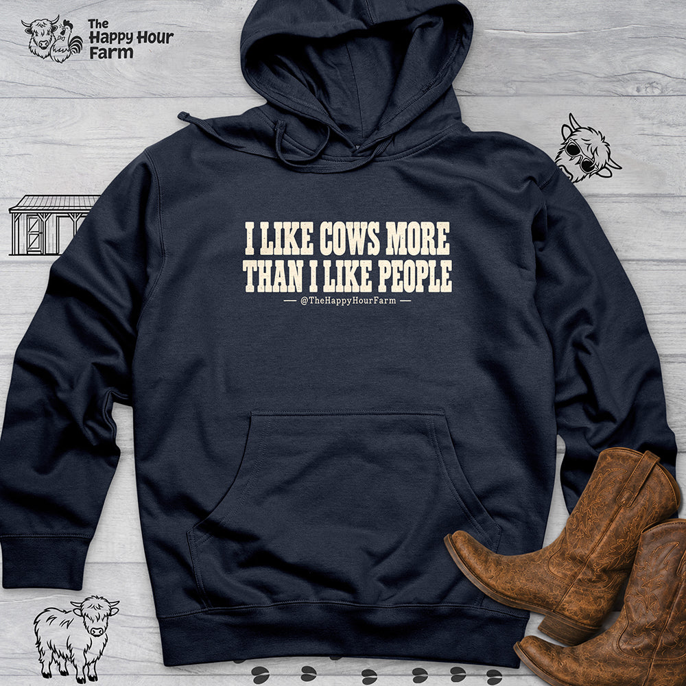 I Like Cows More Than People Hooded Sweatshirt